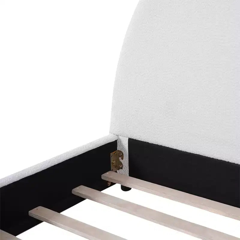 Modern Boucle Upholstered Bed with Half-Round Curved Headboard