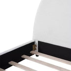 Modern Boucle Upholstered Bed with Half-Round Curved Headboard