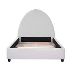 Modern Boucle Upholstered Bed with Half-Round Curved Headboard