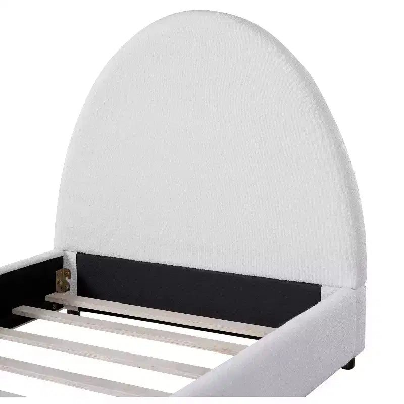 Modern Boucle Upholstered Bed with Half-Round Curved Headboard
