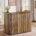 Lantine 63-Inch Home Bar Unit, 2-Tier Farmhouse Liquor Bar Table with Storage Shelves, Wine Bar Cabinet Mini Bar Table for Home Pub, Bistro