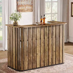 Lantine 63-Inch Home Bar Unit, 2-Tier Farmhouse Liquor Bar Table with Storage Shelves, Wine Bar Cabinet Mini Bar Table for Home Pub, Bistro