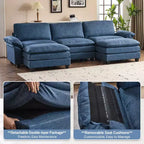 120 in. W Pillow Top Arm Double-layer Cushion Corduroy Sofa in White With Ottoman