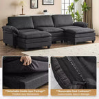 120 in. W Pillow Top Arm Double-layer Cushion Corduroy Sofa in White With Ottoman