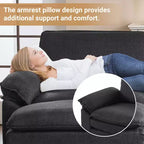 120 in. W Pillow Top Arm Double-layer Cushion Corduroy Sofa in White With Ottoman