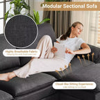 120 in. W Pillow Top Arm Double-layer Cushion Corduroy Sofa in White With Ottoman