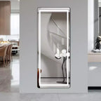 Full-Length Dressing Mirror with 3-Color Dimmable Light and Aluminum Frame, Wall Mount or Floor Bracket Standing, 21x64 - Black