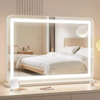 Large Vanity Mirror, 31.5x22.5 Makeup Mirror, 10X Magnifier, Non-Slip Metal Base for Vanity Desk