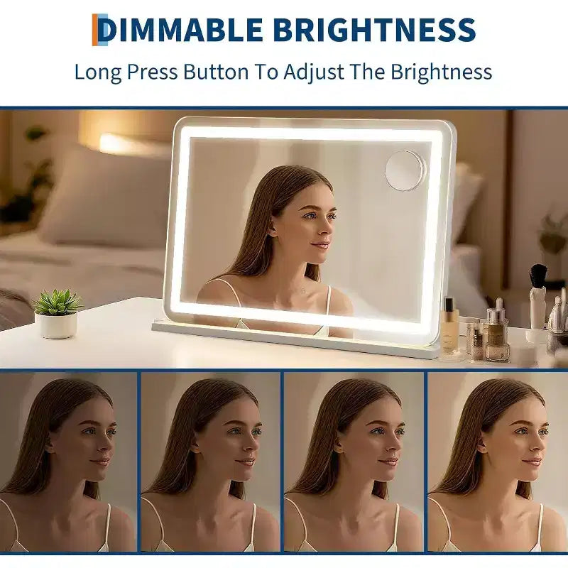 Large Vanity Mirror, 31.5x22.5 Makeup Mirror, 10X Magnifier, Non-Slip Metal Base for Vanity Desk