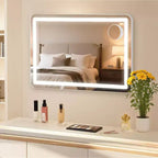 Large Vanity Mirror, 31.5x22.5 Makeup Mirror, 10X Magnifier, Non-Slip Metal Base for Vanity Desk