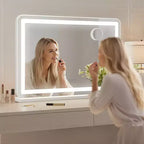 Large Vanity Mirror, 31.5x22.5 Makeup Mirror, 10X Magnifier, Non-Slip Metal Base for Vanity Desk