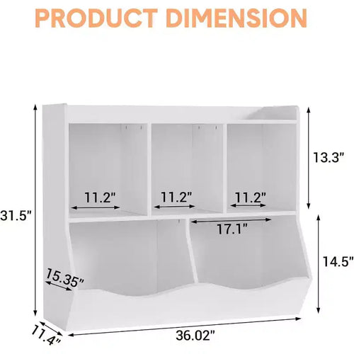 3-Tier Toy Storage Cabinet for Kids, Wood Book Organizer Shelf, Playroom & Nursery Storage, White, 2-Pack