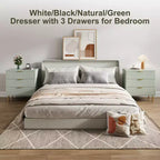 Wooden 30 Tall Fluted 3 Drawer Dresser for Bedroom with Gold Metal Handles & Anti-Tipping Device