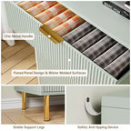 Wooden 30 Tall Fluted 3 Drawer Dresser for Bedroom with Gold Metal Handles & Anti-Tipping Device