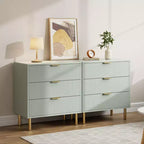 Wooden 30 Tall Fluted 3 Drawer Dresser for Bedroom with Gold Metal Handles & Anti-Tipping Device