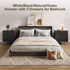 Wooden 30 Tall Fluted 3 Drawer Dresser for Bedroom with Gold Metal Handles & Anti-Tipping Device