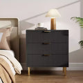 Wooden 30 Tall Fluted 3 Drawer Dresser for Bedroom with Gold Metal Handles & Anti-Tipping Device
