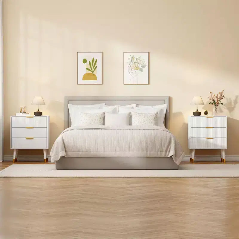 Modern Small Fluted 3 Drawer Dresser for Bedroom, Nightstand