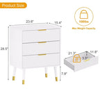 Modern Small Fluted 3 Drawer Dresser for Bedroom, Nightstand