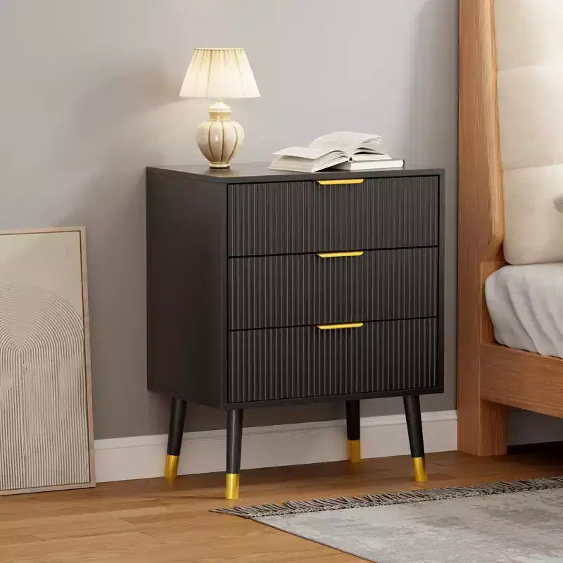 Modern Small Fluted 3 Drawer Dresser for Bedroom, Nightstand