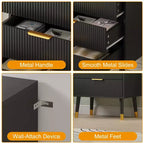 Modern Small Fluted 3 Drawer Dresser for Bedroom, Nightstand