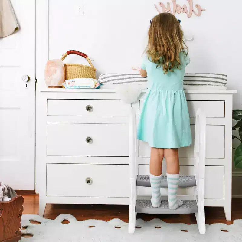 Toddler Step Stool for Bathroom Sink, 2 Step Stools for Kids, Anti-Slip Stool for Kitchen Counter, Potty Training Toilet Stool with Handrail