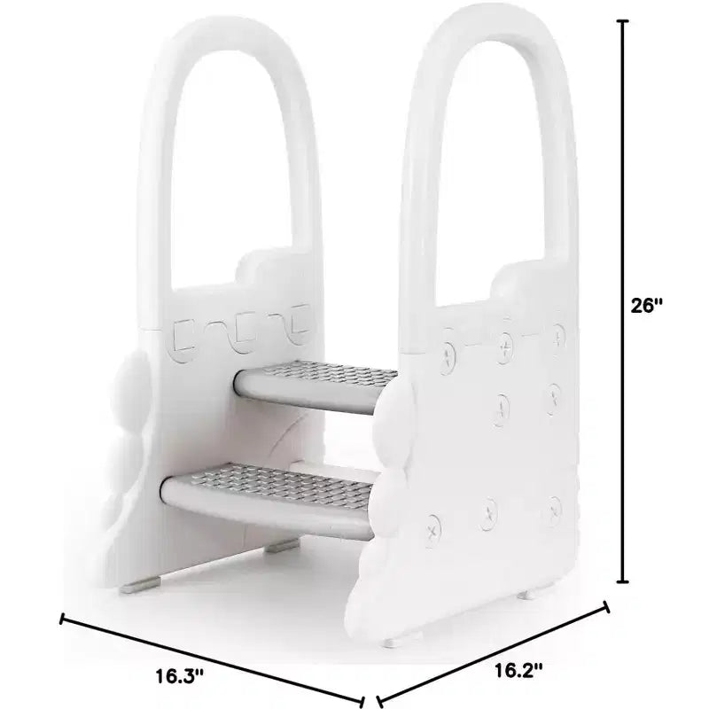Toddler Step Stool for Bathroom Sink, 2 Step Stools for Kids, Anti-Slip Stool for Kitchen Counter, Potty Training Toilet Stool with Handrail