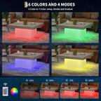 Square Coffee Table with 16-Color Led Lights, 35 inch Modern Living Room Tables, Cocktail Table for Home Office, Apartment, Reading Room