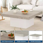 Square Coffee Table with 16-Color Led Lights, 35 inch Modern Living Room Tables, Cocktail Table for Home Office, Apartment, Reading Room