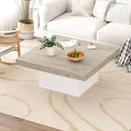 Square Coffee Table with 16-Color Led Lights, 35 inch Modern Living Room Tables, Cocktail Table for Home Office, Apartment, Reading Room