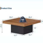 Square Coffee Table with 16-Color Led Lights, 35 inch Modern Living Room Tables, Cocktail Table for Home Office, Apartment, Reading Room