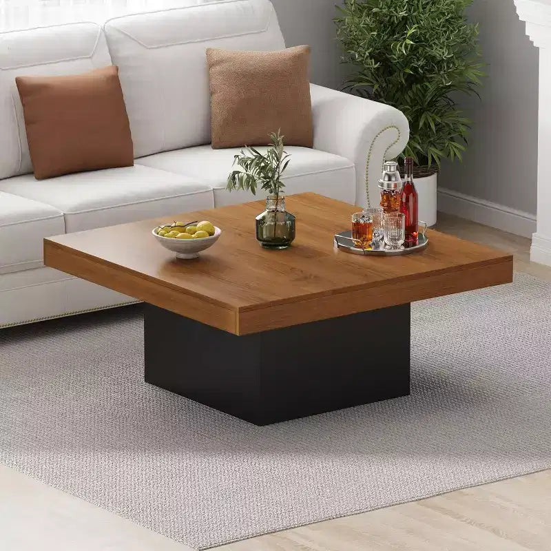 Square Coffee Table with 16-Color Led Lights, 35 inch Modern Living Room Tables, Cocktail Table for Home Office, Apartment, Reading Room