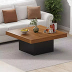 Square Coffee Table with 16-Color Led Lights, 35 inch Modern Living Room Tables, Cocktail Table for Home Office, Apartment, Reading Room