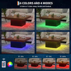 Square Coffee Table with 16-Color Led Lights, 35 inch Modern Living Room Tables, Cocktail Table for Home Office, Apartment, Reading Room