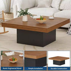 Square Coffee Table with 16-Color Led Lights, 35 inch Modern Living Room Tables, Cocktail Table for Home Office, Apartment, Reading Room