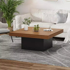 Square Coffee Table with 16-Color Led Lights, 35 inch Modern Living Room Tables, Cocktail Table for Home Office, Apartment, Reading Room