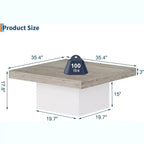 Square Coffee Table with 16-Color Led Lights, 35 inch Modern Living Room Tables, Cocktail Table for Home Office, Apartment, Reading Room