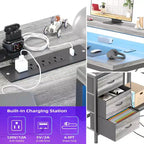 U Shaped Computer Gaming Desk, 79 Reversible l Shaped Computer Desk with Power Outlet & LED Strip