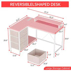 U Shaped Computer Gaming Desk, 79 Reversible l Shaped Computer Desk with Power Outlet & LED Strip