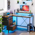 U Shaped Computer Gaming Desk, 79 Reversible l Shaped Computer Desk with Power Outlet & LED Strip