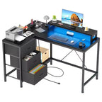 U Shaped Computer Gaming Desk, 79 Reversible l Shaped Computer Desk with Power Outlet & LED Strip