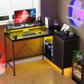 U Shaped Computer Gaming Desk, 79 Reversible l Shaped Computer Desk with Power Outlet & LED Strip