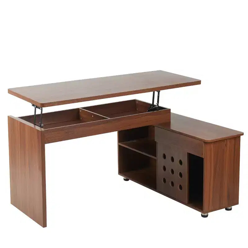 55 Executive L Shaped Desk, Corner Computer Desk with Storage Cabinet, Home Office Desk for Study, Conference Table for Living Room, Bedroom