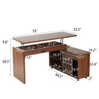 55 Executive L Shaped Desk, Corner Computer Desk with Storage Cabinet, Home Office Desk for Study, Conference Table for Living Room, Bedroom
