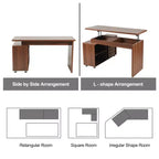 55 Executive L Shaped Desk, Corner Computer Desk with Storage Cabinet, Home Office Desk for Study, Conference Table for Living Room, Bedroom