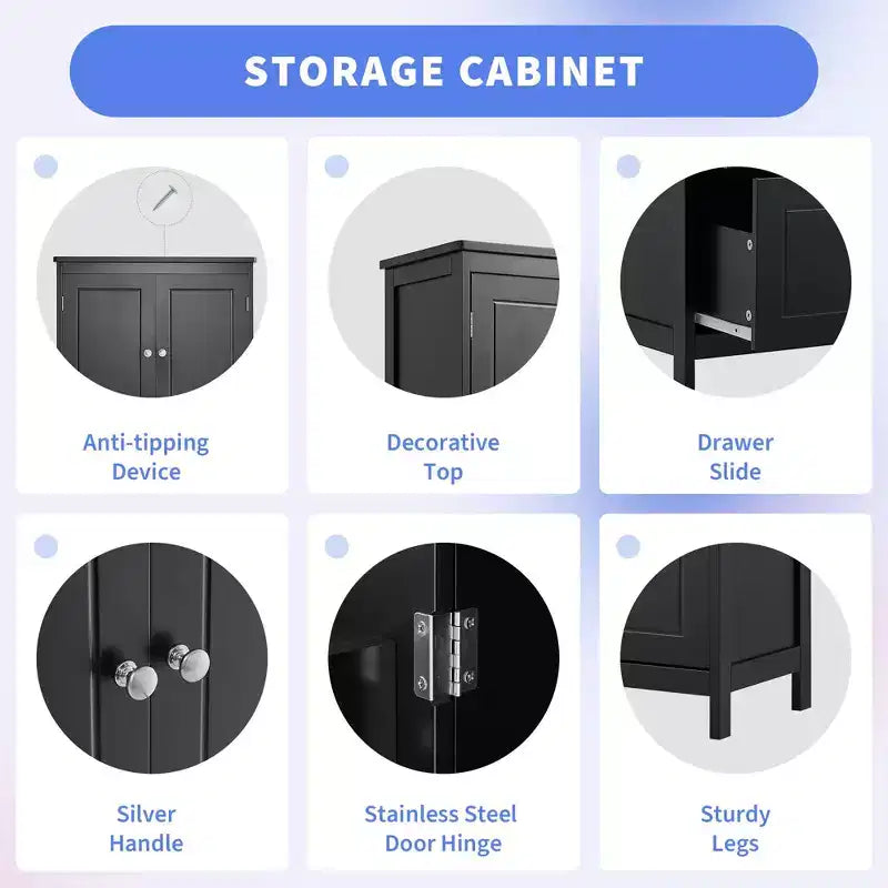 Tall Freestanding Bathroom Storage Cabinet, Versatile Storage Cabinet with 2 Large Drawers, 1 Door Cabinet & Adjustable Shelves