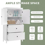 Tall Freestanding Bathroom Storage Cabinet, Versatile Storage Cabinet with 2 Large Drawers, 1 Door Cabinet & Adjustable Shelves