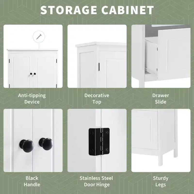 Tall Freestanding Bathroom Storage Cabinet, Versatile Storage Cabinet with 2 Large Drawers, 1 Door Cabinet & Adjustable Shelves