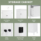 Tall Freestanding Bathroom Storage Cabinet, Versatile Storage Cabinet with 2 Large Drawers, 1 Door Cabinet & Adjustable Shelves
