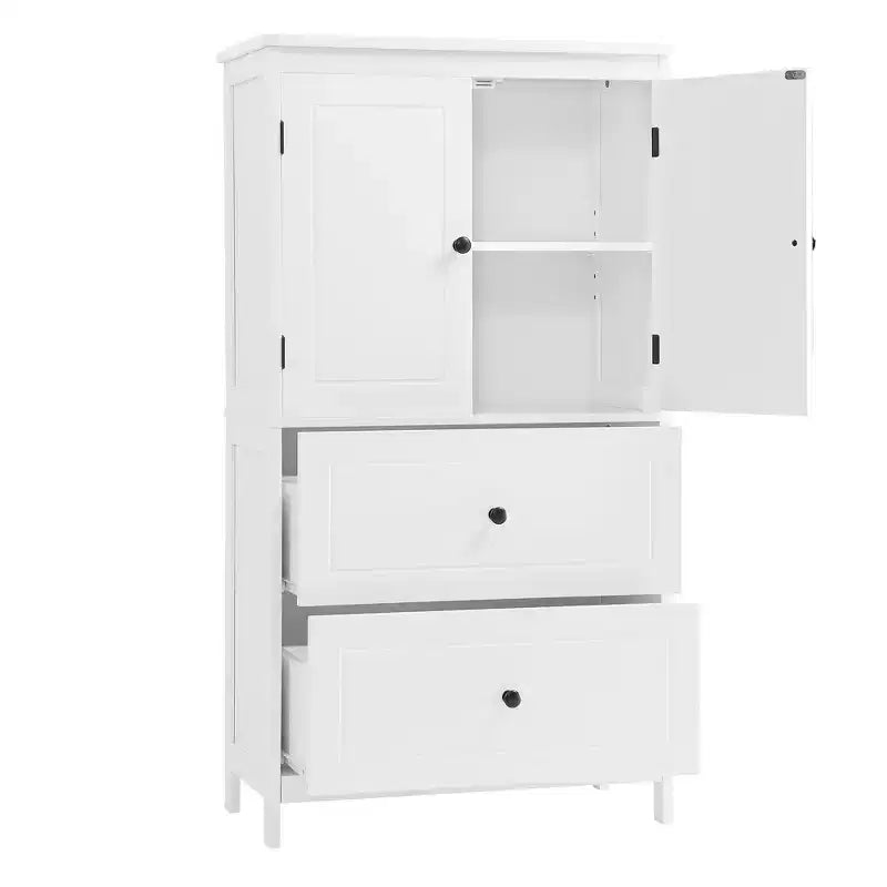 Tall Freestanding Bathroom Storage Cabinet, Versatile Storage Cabinet with 2 Large Drawers, 1 Door Cabinet & Adjustable Shelves